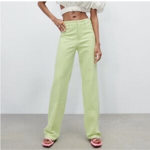 Zara Lime Green Checkered Pants 🍋‍🟩